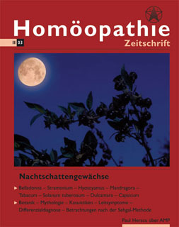 Zeitschrift: Homöopathie Zeitschrift 2003-II Nachtschattengewächse