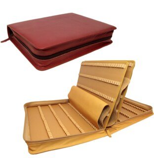 Taschenapotheke: 712er Leder-Etui mit 2 Zwischeneinlagen und 3 Leder-Einlagen für  1,5 Gramm Flachbodengläser