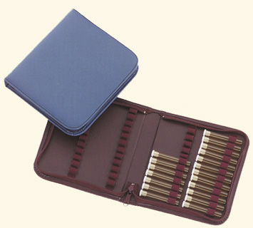 Taschenapotheke: 48er Leder-Etui ohne Innenlasche für  1,5 Gramm Flachbodengläser