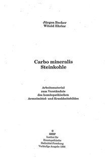 Jürgen Becker / Witold Ehrler: Carbo mineralis - Steinkohle