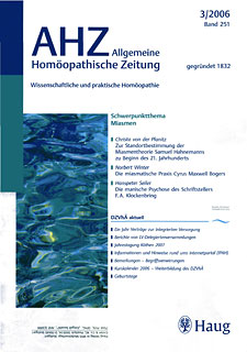 Zeitschrift: Allgemeine Homöopathische Zeitung 3/2006