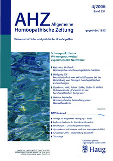 Zeitschrift: Allgemeine Homöopathische Zeitung 4/2006