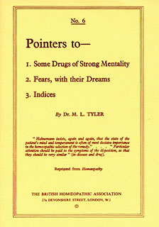 Margaret Lucy Tyler: Pointers to: 1. Some Drugs of Strong Mentality - 2. Fears, with their Dreams - 3. Indices