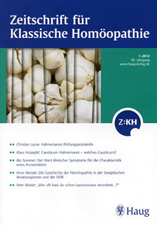 ZKH: ZKH - Abo 2012 - Zeitschrift für Klassische Homöopathie