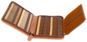 60er Apotheke mit leeren braunen Gläschen - Nappaleder Naturgerbung bio / Taschenapotheke
