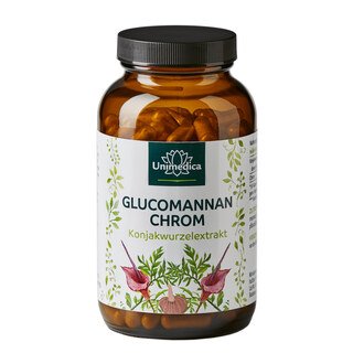 Abnehmkapseln mit 4200 mg Glucomannan aus der Konjakwurzel + 100 µg Chrom pro Tagesdosis - 180 Kapseln - von Unimedica