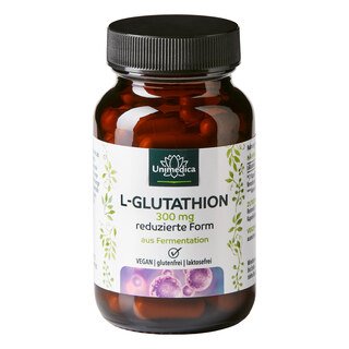 L-Glutathion reduziert - 300 mg, hochdosiert, aus natürlicher Fermentation, 60 Kapseln - von Unimedica