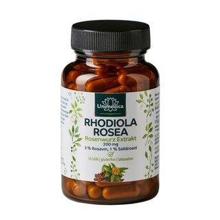 Rhodiola Rosea - Rosenwurz Extrakt - 200 mg pro Tagesdosis (1 Kapsel) - 90 Kapseln - von Unimedica