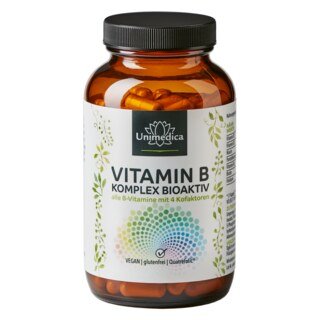 Vitamin B-Komplex - Bioaktiv - 180 Kapseln - mit 4 Kofaktoren - von Unimedica