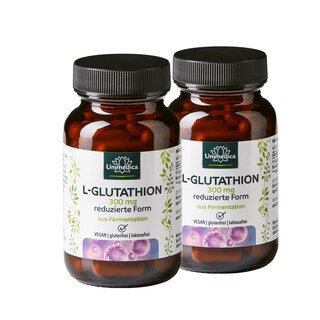 2er-Sparset: L-Glutathion reduziert - 300 mg, hochdosiert, aus natürlicher Fermentation, 2 x 60 Kapseln - von Unimedica