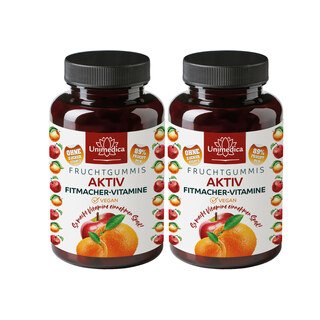 2er-Sparset: Aktiv Fitmacher-Vitamine - 200 Fruchtgummis - 89 % Frucht - von Unimedica