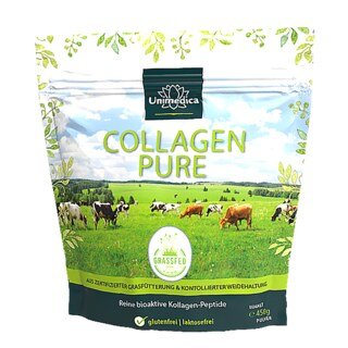 Collagen Pure - Kollagenprotein - aus LIAF zertifizierter Weidehaltung und Grasfütterung - 10 g pro Tagesdosis - 450 g Pulver - von Unimedica