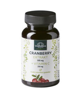 Cranberry Extrakt 1000 mg + Vitamin C 500 mg pro Tagesdosis - 60 Kapseln - von Unimedica
