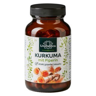 Curcuma mit Piperin - 300 mg Curcumin und 10 mg Piperin - 90 Kapseln - von Unimedica