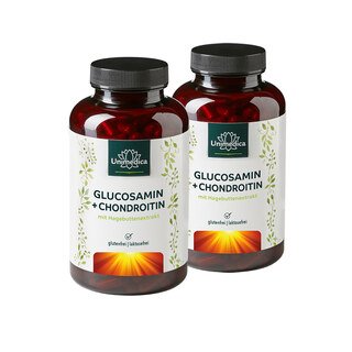 2er-Sparset: Glucosamin & Chondroitin mit 80 mg natürlichen Vitamin C pro Tagesdosis - 2 x 180 Kapseln - von Unimedica