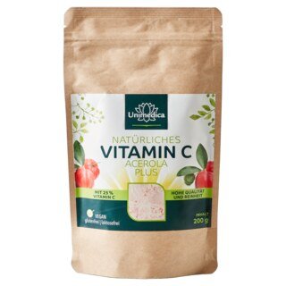 Natürliches Vitamin C Acerola Plus - 25% Vitamin C - 200 g - von Unimedica - Sonderangebot kurze Haltbarkeit