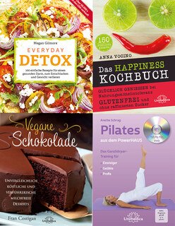 4er-Set - Unimedica Bücher - Everyday Detox / Das HAPPINESS Kochbuch / Vegane Schokolade / Pilates aus dem Powerhaus