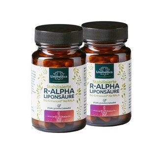 2er-Sparset: R-Alpha-Liponsäure Sodium - Bio Enhanced®  - 240 mg pro Tagesdosis (2 Kapseln) - 2 x 60 Kapseln - von Unimedica