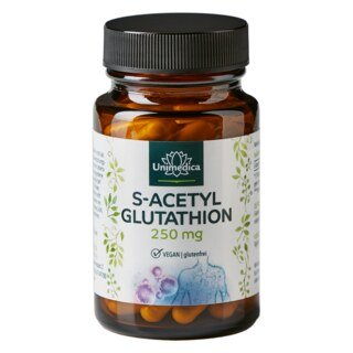 S-Acetyl-Glutathion - stabile Glutathionform - 250 mg pro Tagesdosis (1 Kapsel) - hochdosiert - 60 Kapseln - von Unimedica