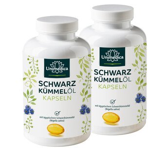 Set: 2x Schwarzkümmelöl Softgelkapseln 500 mg - 400 Softgelkapseln - von Unimedica