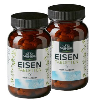 2er-Sparset: Eisen Bisglycinat 40 mg und 40 mg Vitamin C - hochdosiert - 240 Tabletten - von Unimedica
