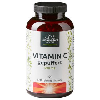 Vitamin C gepuffert - 1.000 mg pro Tagesdosis (2 Kapseln) - 99 % Reinheit - 365 Kapseln - von Unimedica