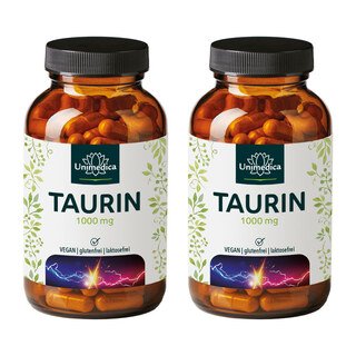 2er-Sparset: Taurin - 1000 mg pro Tagesdosis (2 Kapseln) - 2 x 120 Kapseln - Taurine - von Unimedica