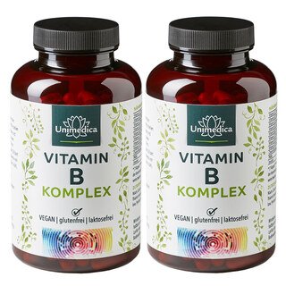 2er-Sparset: Vitamin B-Komplex - hochdosiert - 2 x 180 Kapseln - von Unimedica