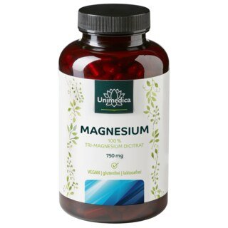 Magnesium - 750 mg Tri-Magnesium Dicitrat - 180 Kapseln - von Unimedica/