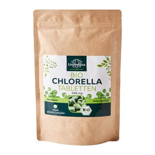 Bio Chlorella - 500 Tabletten mit je 500 mg reinem Chlorella Pulver -  laborgeprüft und naturrein - von Unimedica