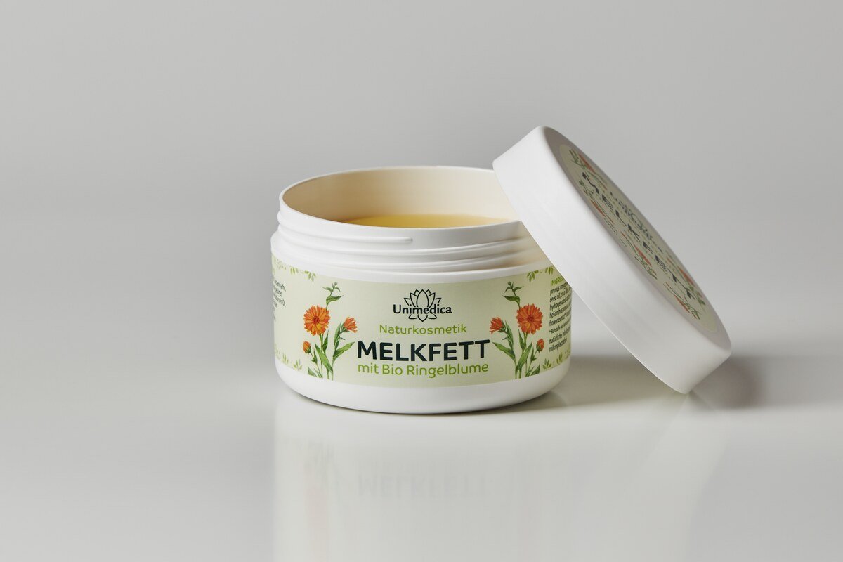 Melkfett mit Bio Ringelblume - natürliche Pflege für stark beanspruchte Haut - 200 ml - von Unimedica