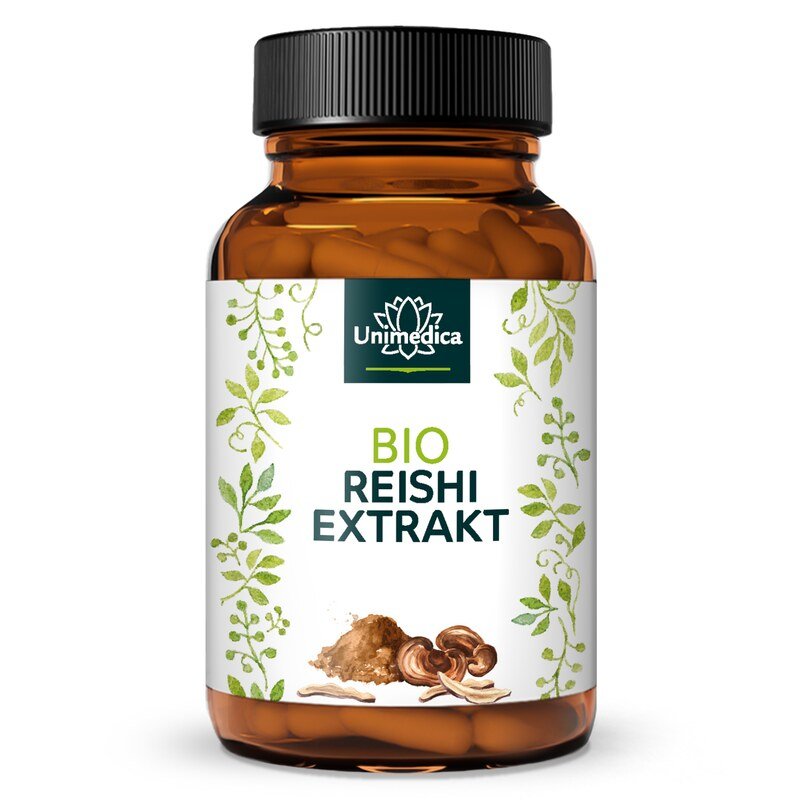 Bio Reishi Extrakt - 1.000 mg pro Tagesdosis (2 Kapseln) - Extrakt mit 30 % Polysacchariden - aus Wasserextraktion - 90 Kapseln - von Unimedica