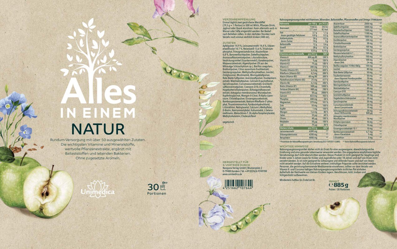 Kennenlernset: ALLES IN EINEM Natur & Green - All-in-One-Drink - 2 x 30 Portionen - Pulver - von Unimedica