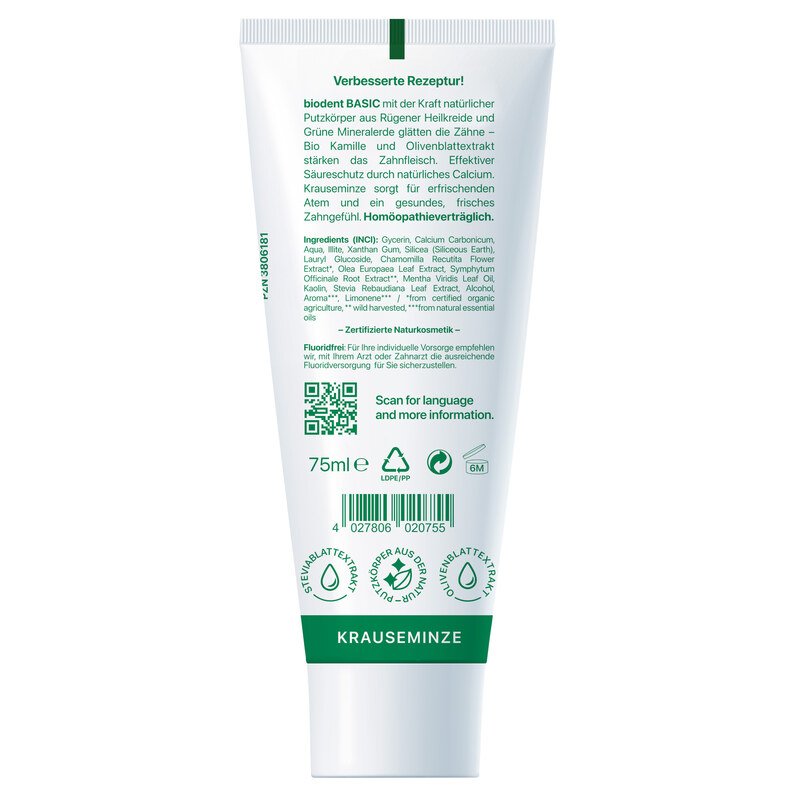 BIODENT basicS fluoridfrei - Zahncreme - 75 ml