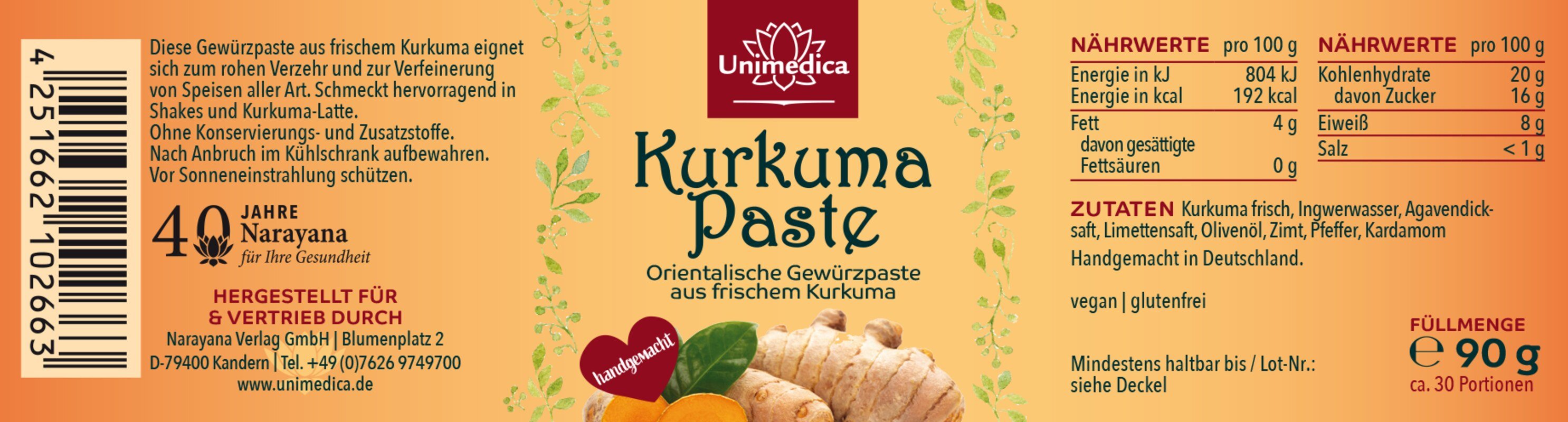 2er-Sparset: Kurkuma Paste - handgemacht  - 2 x 90 g - von Unimedica