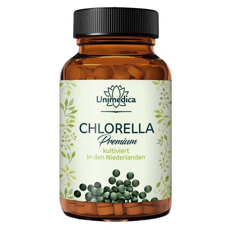 Chlorella Premium - Tabletten - 3.000 mg pro Tagesdosis (12 Tabletten) - kultiviert in Holland - sprühgetrocknet - von Unimedica