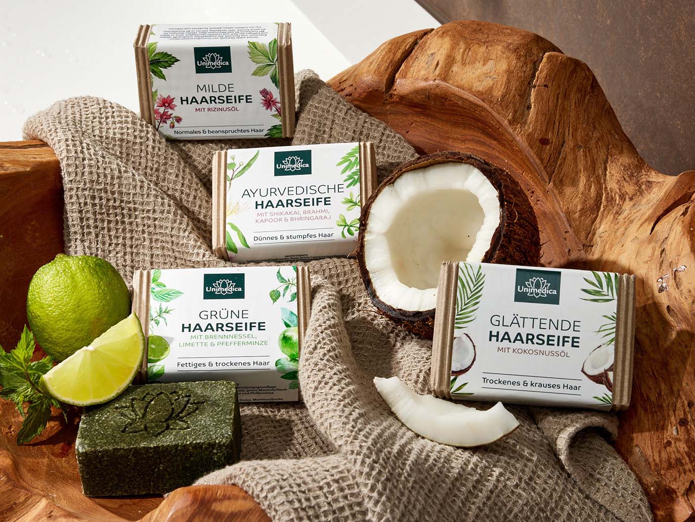 Glättendes Haarshampoo - mit Kokosnussöl - für trockenes & krauses Haar - 100 g - von Unimedica