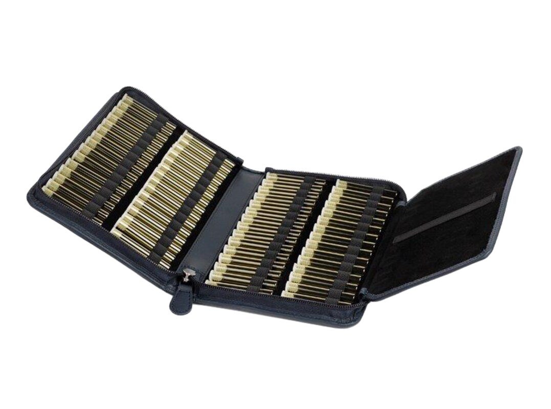 60er Taschenapotheke leer - OMEO - Rindnappa-Leder blau