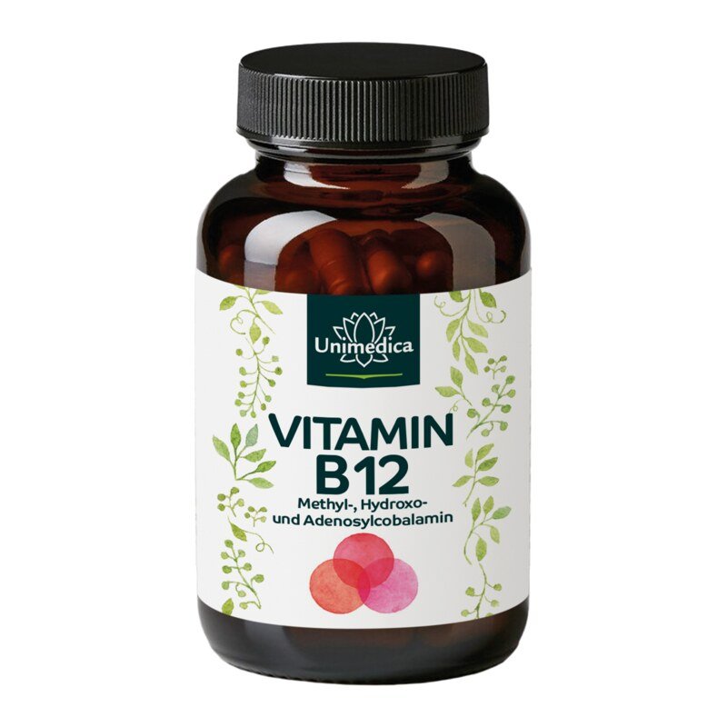 Vitamin B12 mit 3 Cobalamin-Formen - 500 µg pro Tagesdosis (1 Kapsel) - 120 Kapseln - von Unimedica