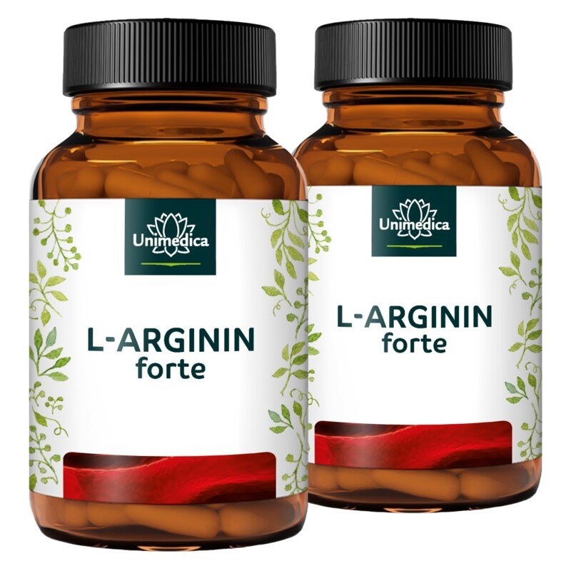 2er-Sparset: L-Arginin forte - 3720 mg pro Tagesdosis (6 Kapseln) - aus natürlicher Fermentation - hochdosiert - vegan - 2 x 365 Kapseln - von Unimedica