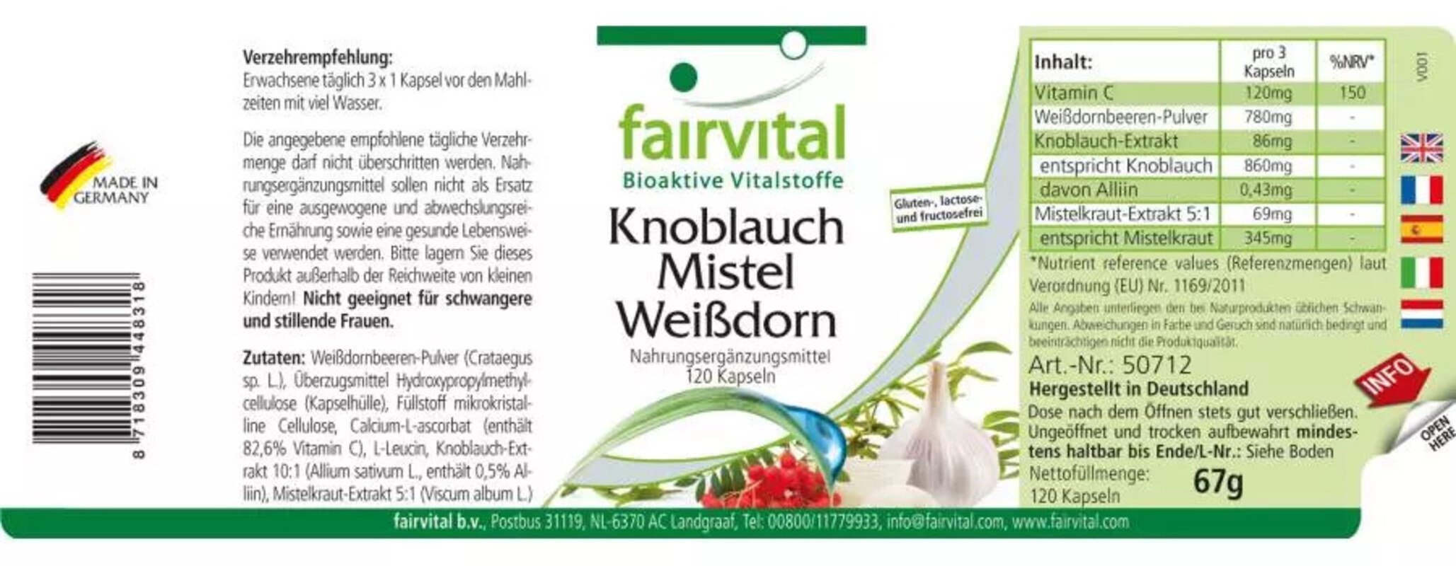 Knoblauch Mistel Weißdorn - 120 Kapseln
