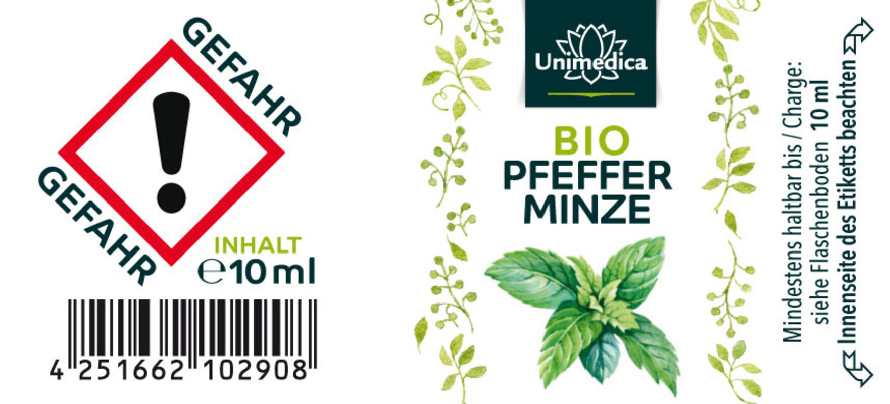 Bio Pfefferminzöl - natürliches ätherisches Öl - 10 ml - Minzöl - von Unimedica