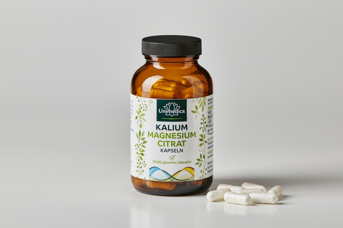 Magnesium Kalium Citrat - 900 mg Kalium und 240 mg Magnesium pro Tagesdosis (4 Kapseln) - 120 Kapseln - von Unimedica