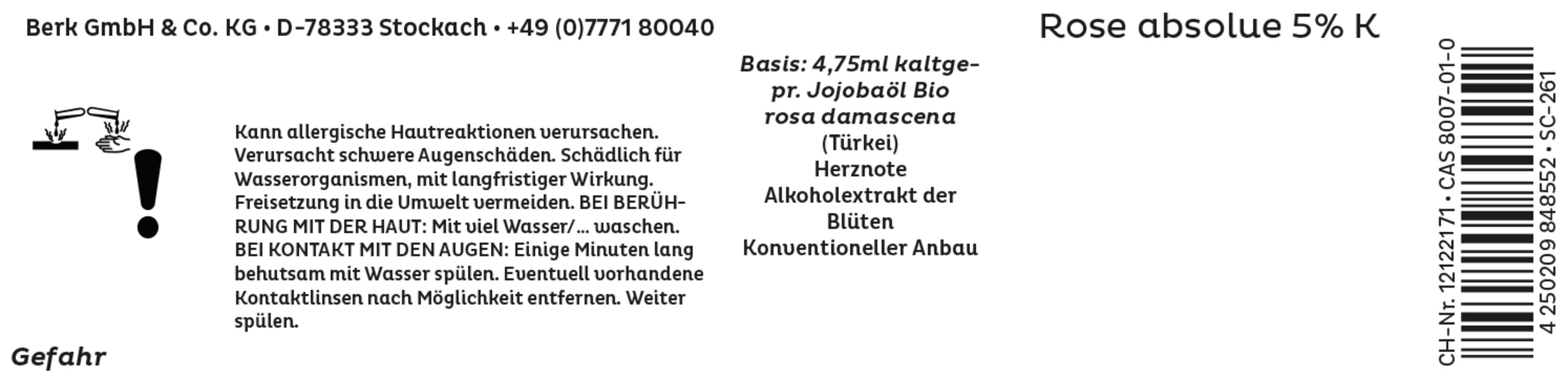 Rose absolue 5 % K, Ätherisches Öl - Berk - 5 ml