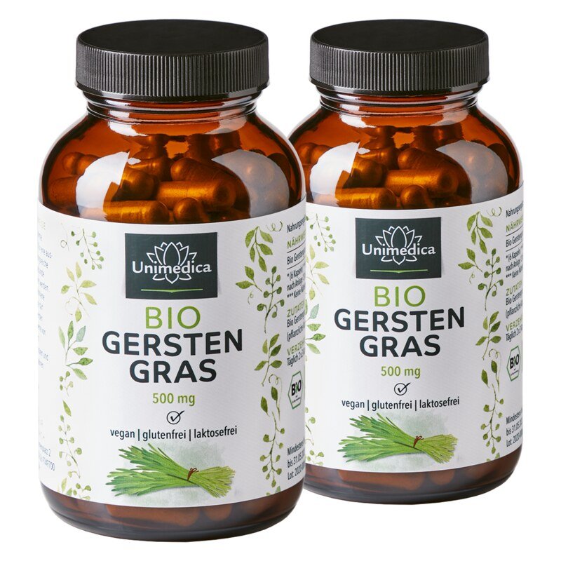 2er-Sparset: Bio Gerstengras Kapseln - 2 x 180 Kapseln- von Unimedica