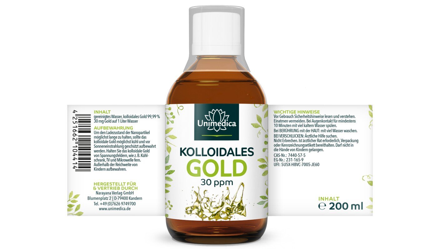 Kolloidales Gold - 30 ppm - 200 ml - von Unimedica