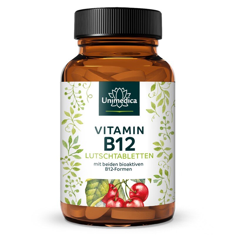 Vitamin B12 - 500 µg pro Tagesdosis (1 Tablette) - 100 Lutschtabletten - von Unimedica