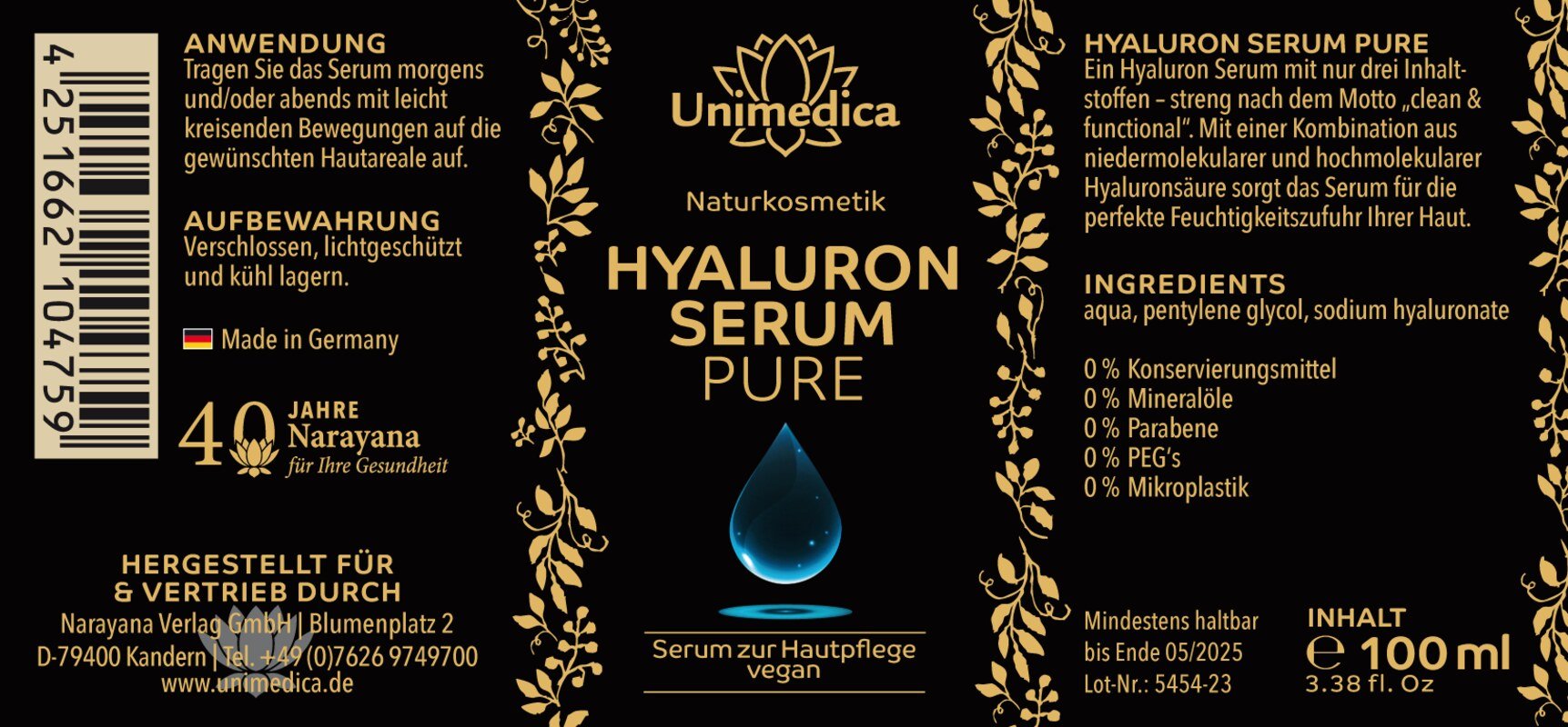 Sparset: Hyaluron Serum Pure 100 ml + Hyaluron Creme 50 ml - von Unimedica