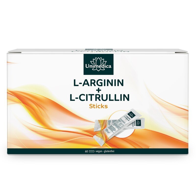 L-Arginin + L-Citrullin Pulver - vegan - 60 Sticks - von Unimedica