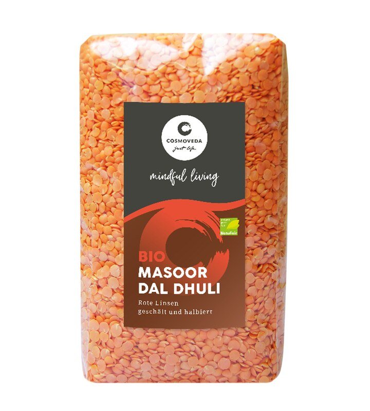 Masoor Dal Dhuli rote Linsen geschält und halbiert Bio - Cosmoveda - 500 g